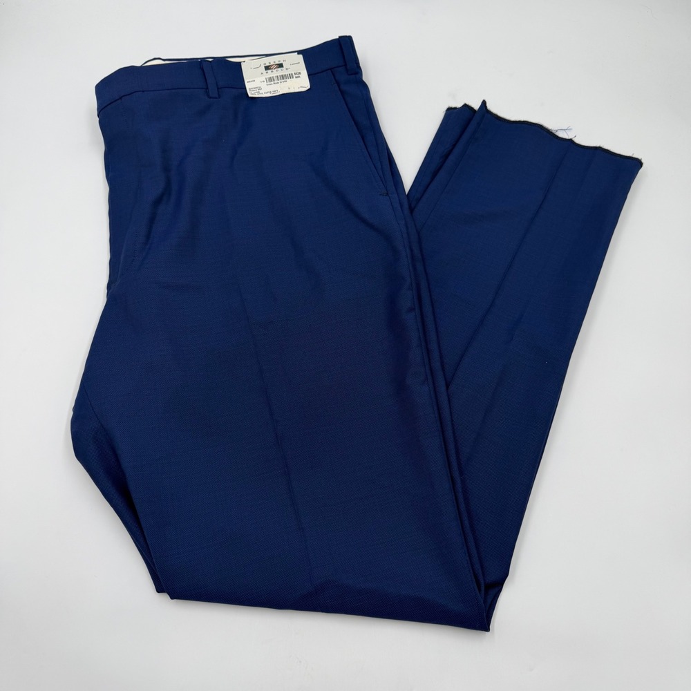 Joseph Abboud Blue Super 100s Wool Dress Pants Modern B&T 50R Unfinished Hem